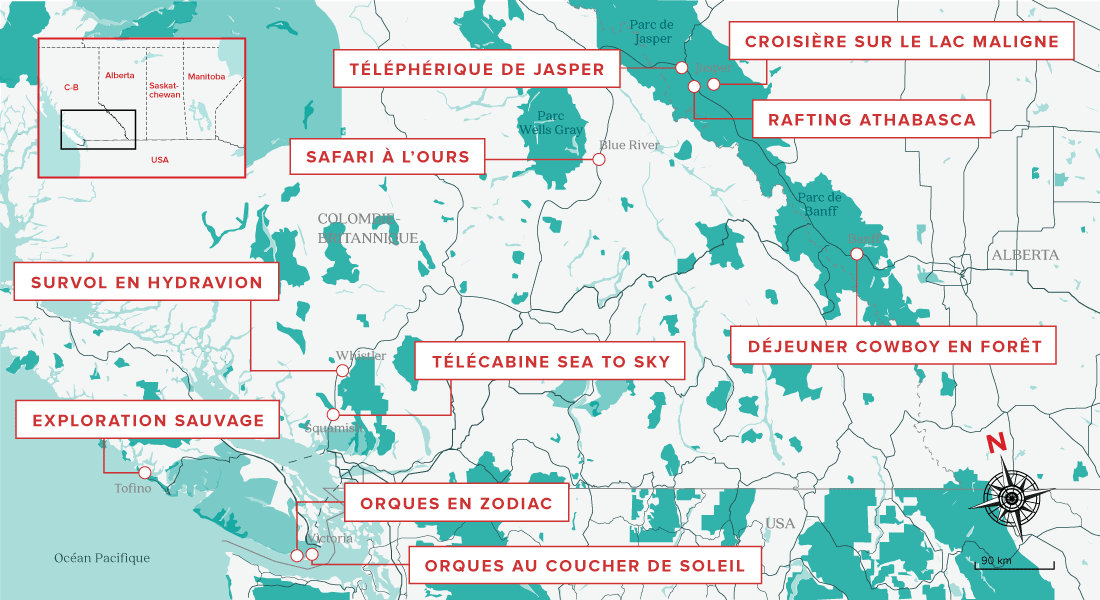 Carte 10 activités à faire dans l'Ouest canadien