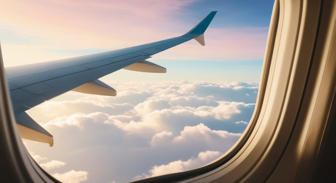 vue du ciel depuis le hublot d'un avion en plein vol