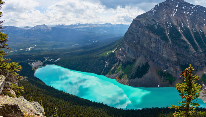 Lake Louise viewed from a Little Beehive viewpoint in Banff