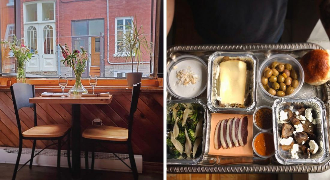Table et plateau dans un restaurant