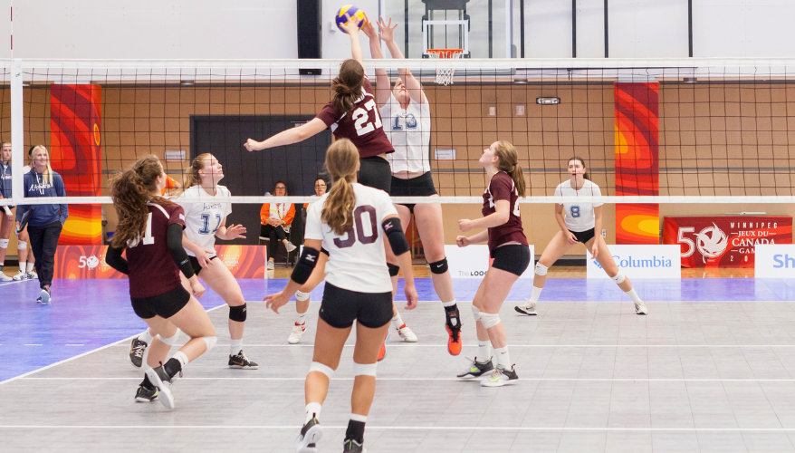 Volleyball Two women's volleyball teams competing