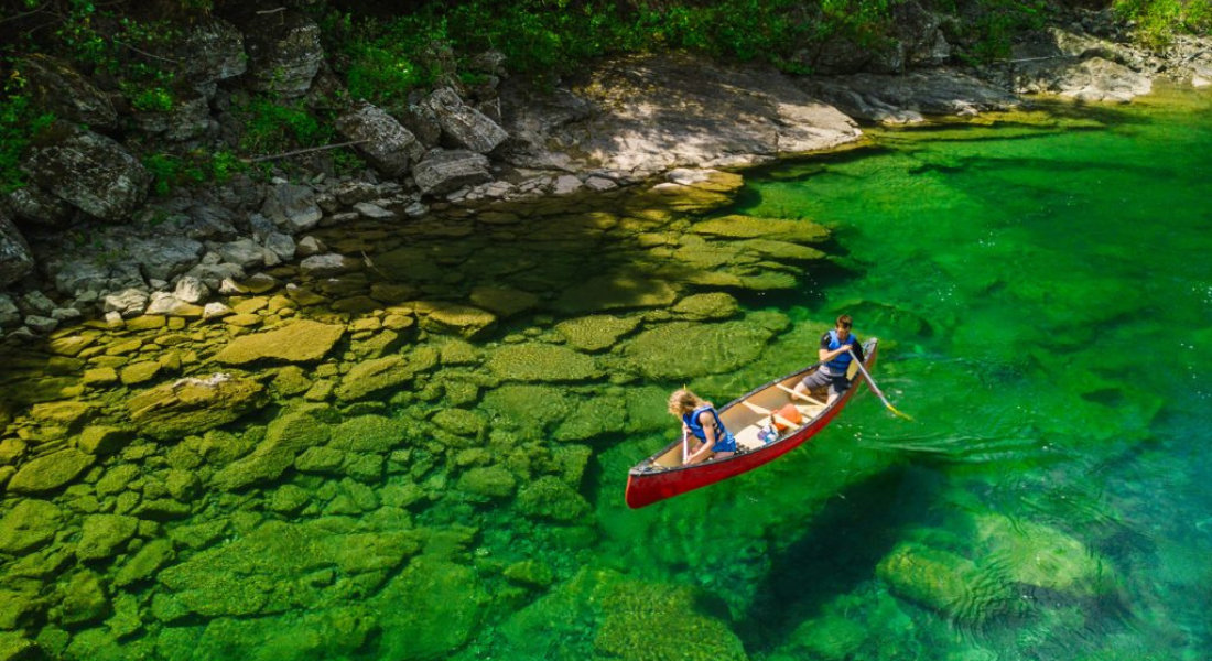 Canoe on the Bonaventure River Couple canoeing on the Bonaventure River