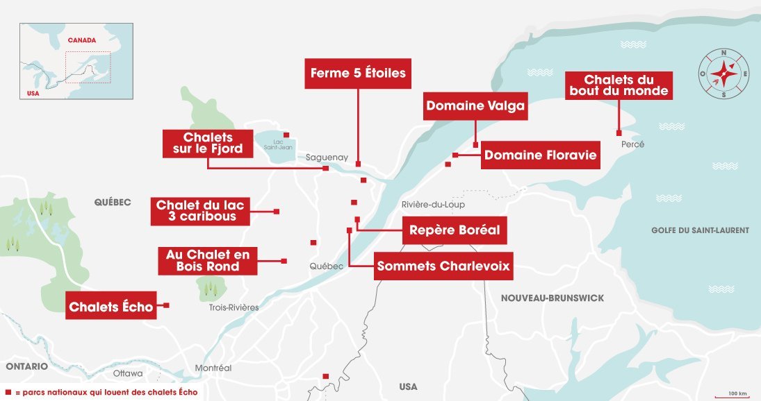 Plus beau chalet quebec Localisation des chalets