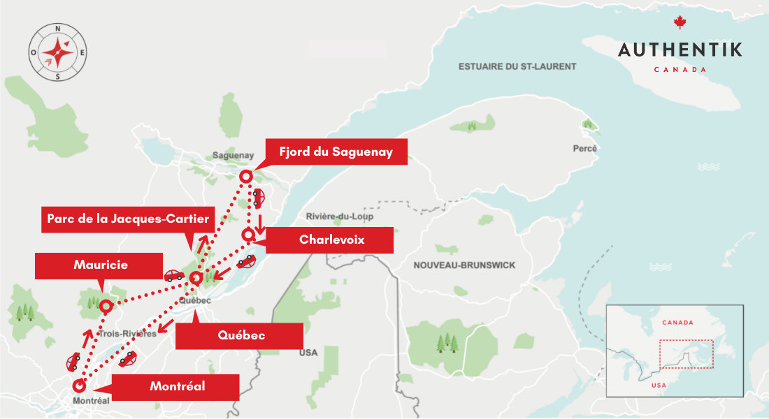 @Authentik Canada Carte du meilleur circuit de 10 jours au Canada