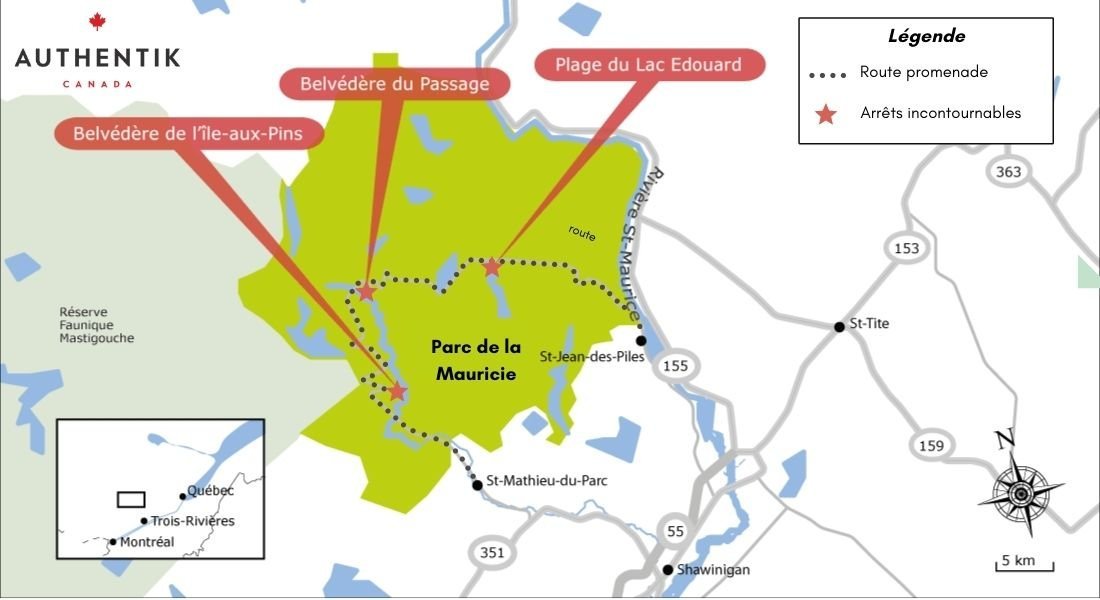 null carte parc mauricie au Québec