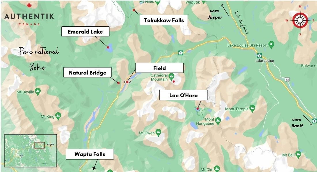 Carte du parc national Yoho