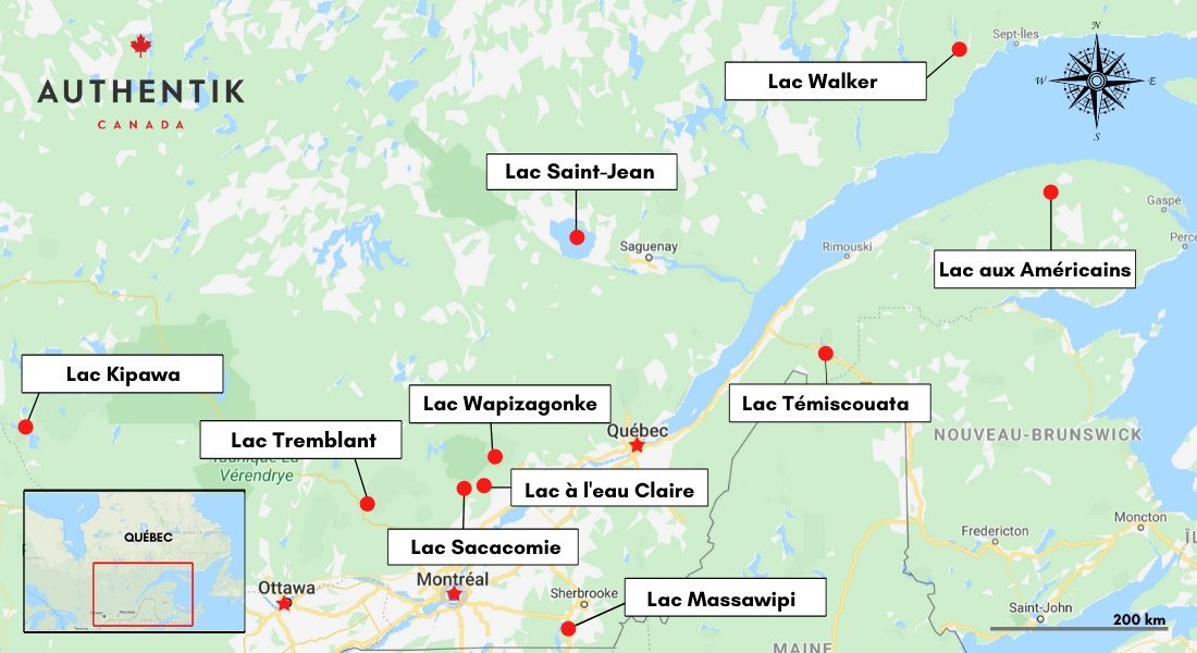 Lac du Québec carte