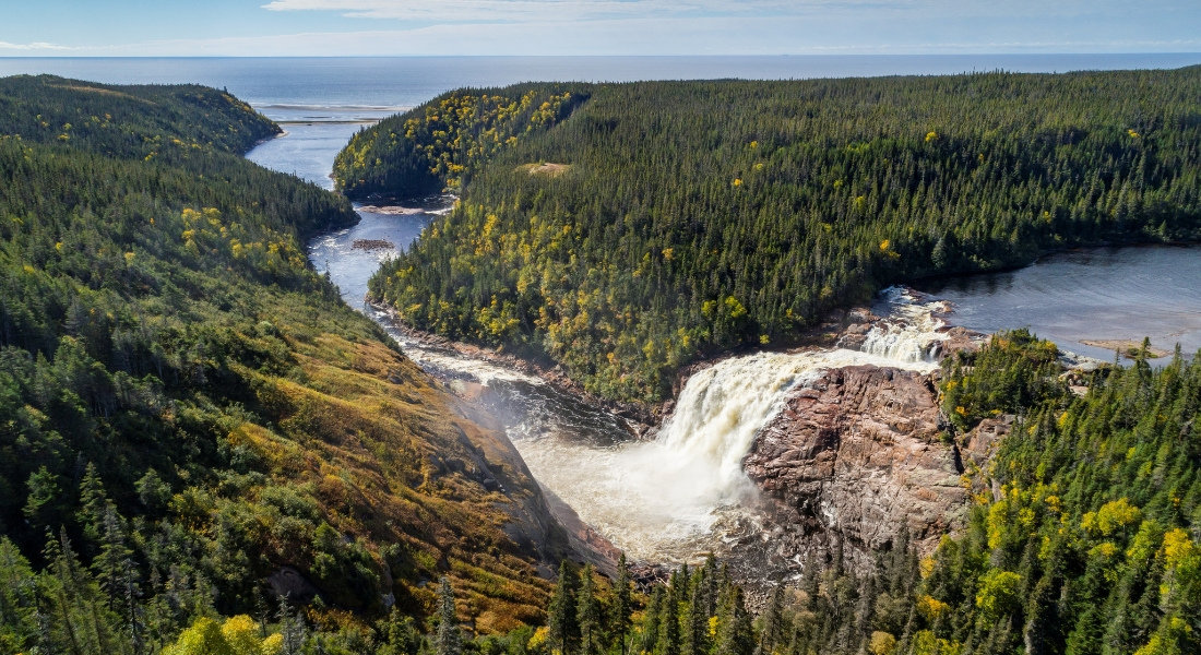 Manitou Falls Aerial view of the powerful Manitou Falls