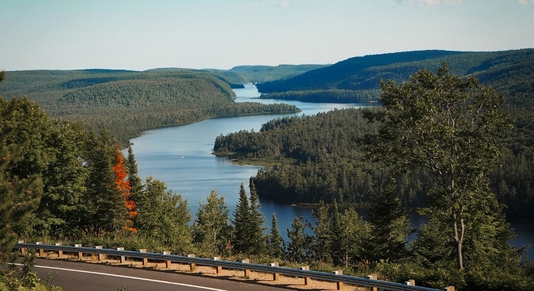View of Lake Wapizagonke from a lookout in Mauricie Park during a Quebec road trip