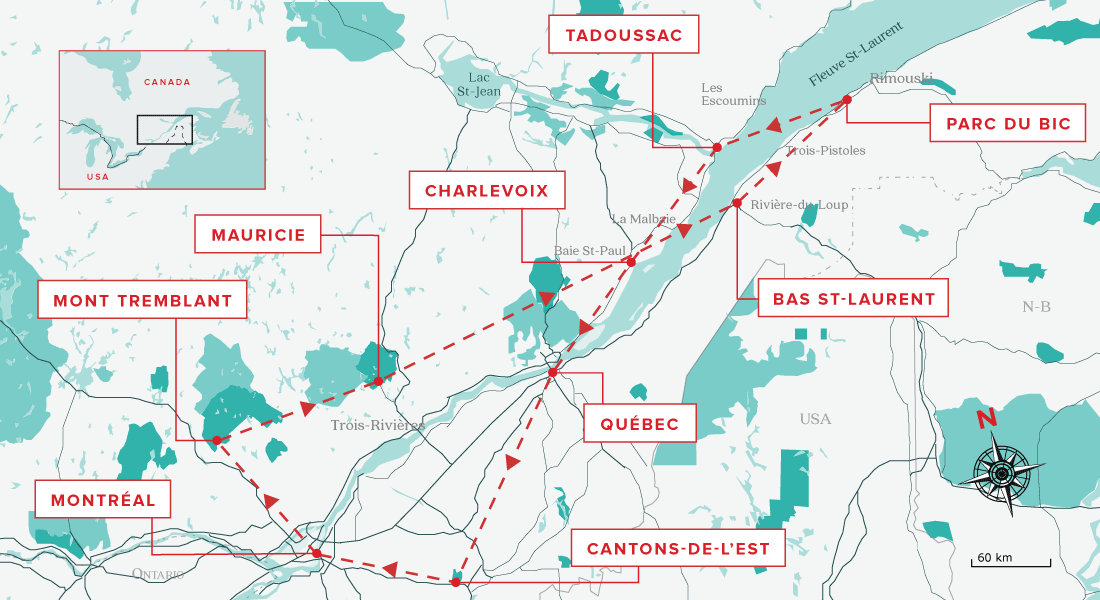 Carte de l'ultime road trip pour profiter de l'été indien