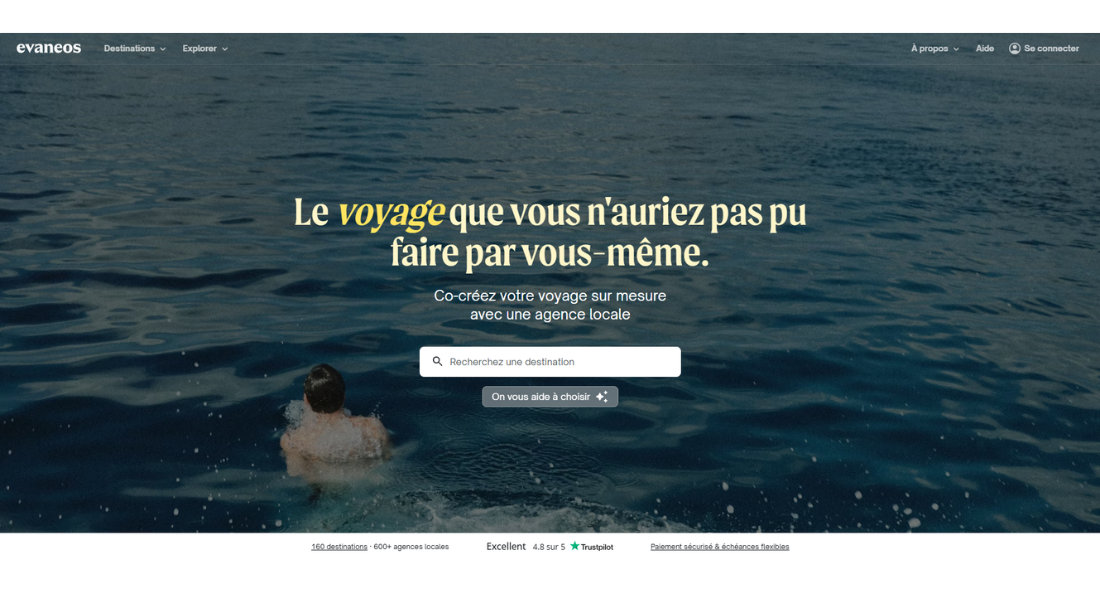 Evaneos Capture d'écran du site d'Evaneos