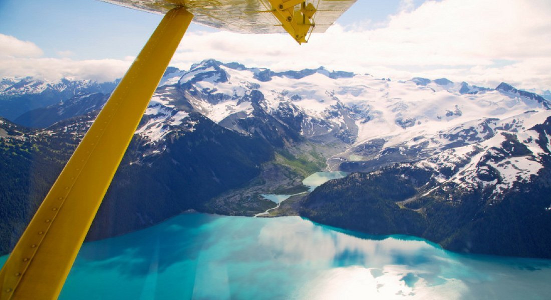 Seaplane flight over Garibaldi Park