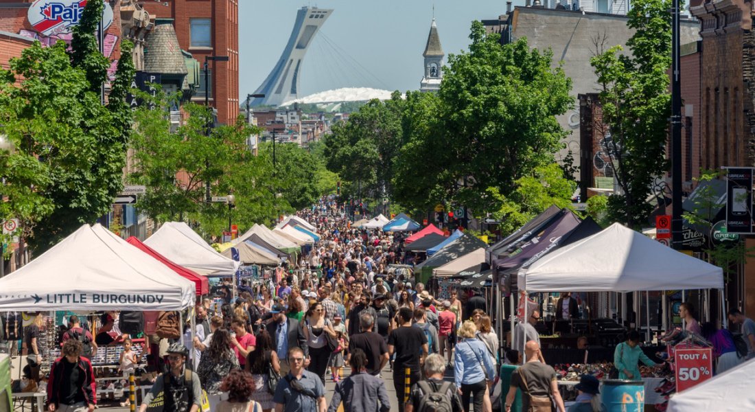 Montreal pedestrian street in summer