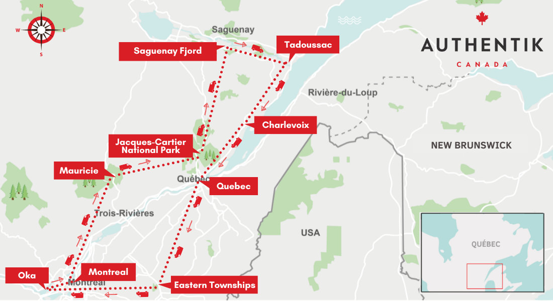 quebec van road trip map