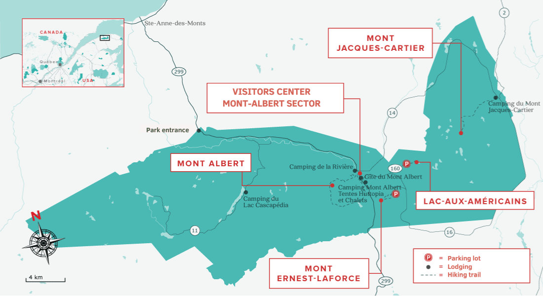 map of hiking trails gaspesie park