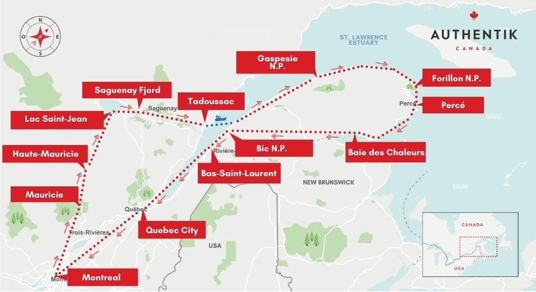 quebec family road trip map