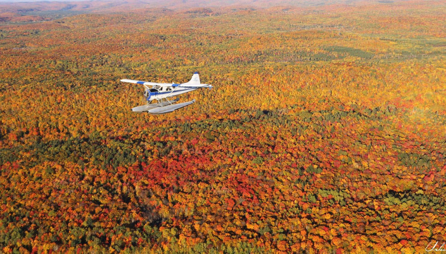 Les couleurs... ça se voit mieux d'en haut ! Hydravion survolant les forêts aux couleurs d'automne en Mauricie