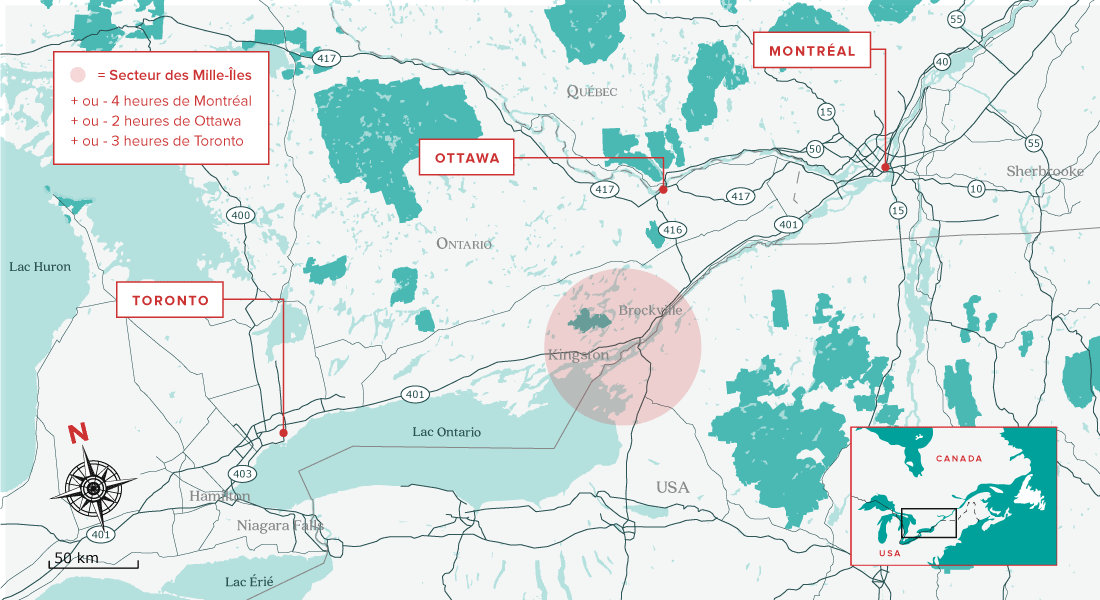Visiter les Milles-Îles en 24 heures carte