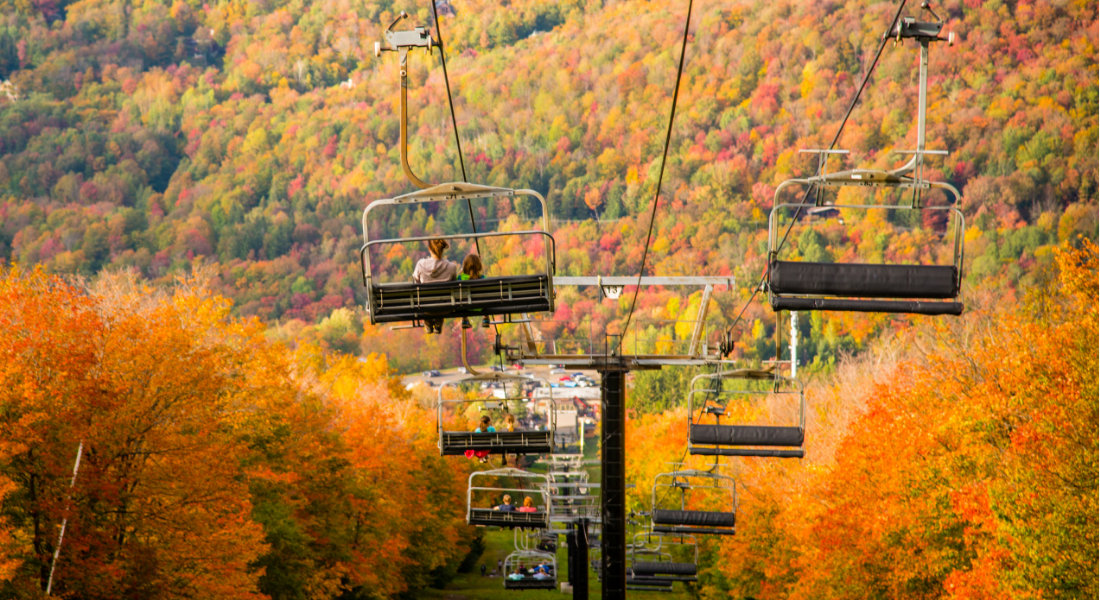 sutton eastern townships Chairlifts in autumn at Mont Sutton in the Eastern Townships