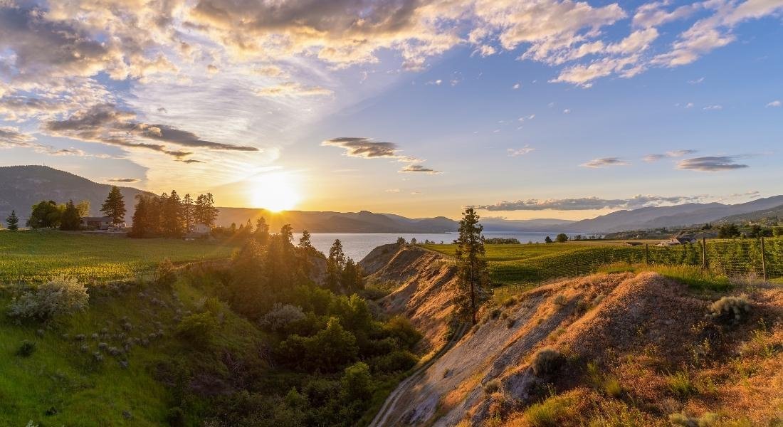 Coucher de soleil sur la Vallée de l'Okanagan 