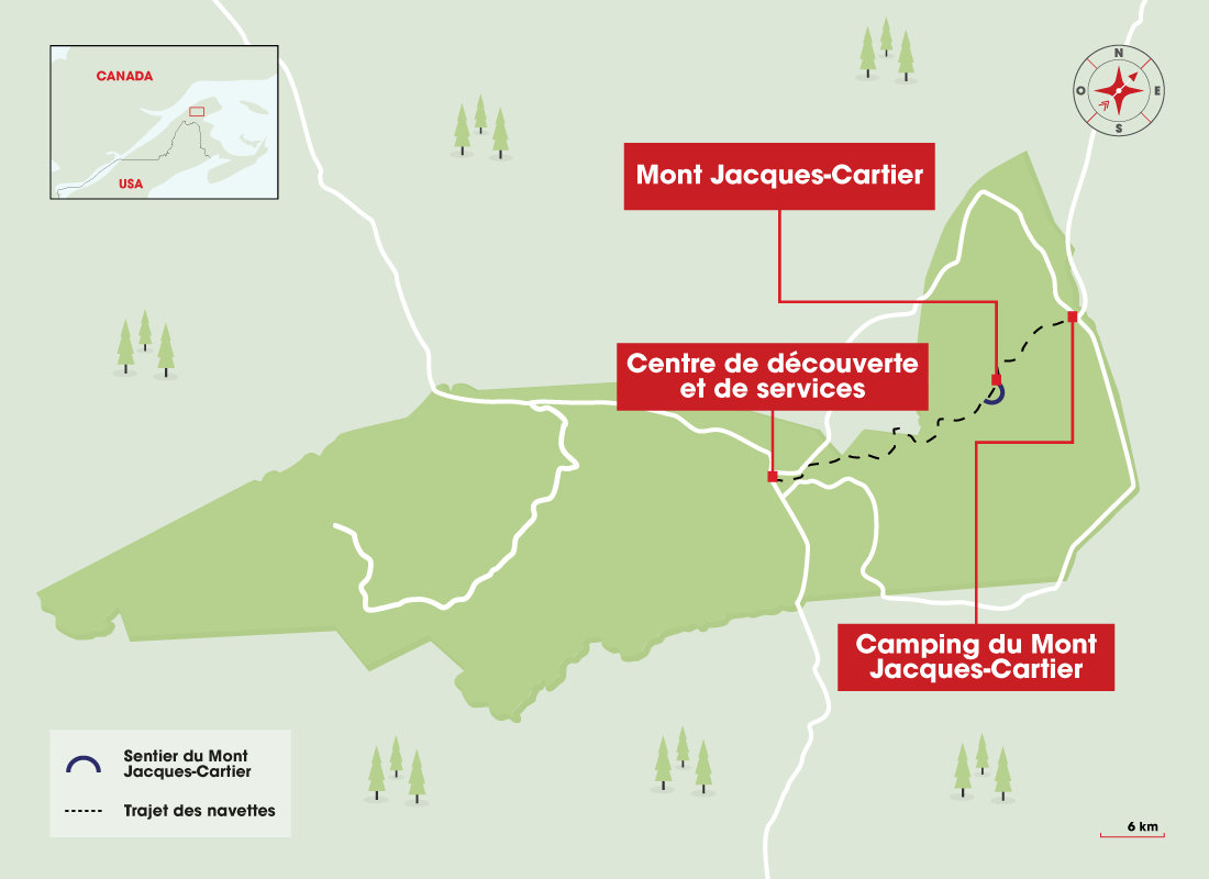 Carte de la randonnée du mont Jacques-Cartier 