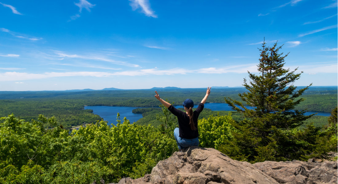 eastern townships Woman admiring the Mont-Orford National Park in the Eastern Townships