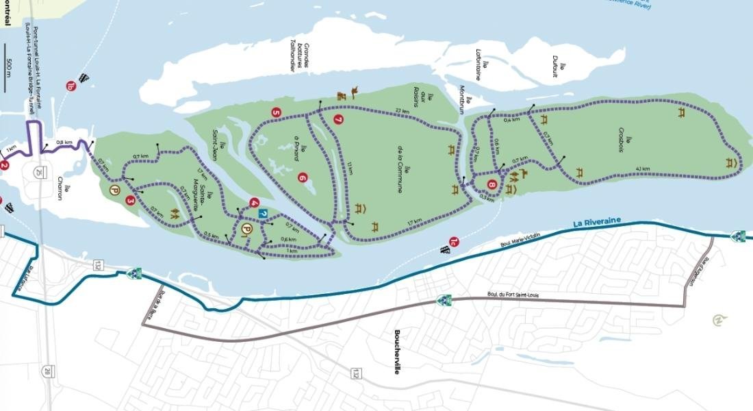 Carte de la piste des Îles de Boucherville