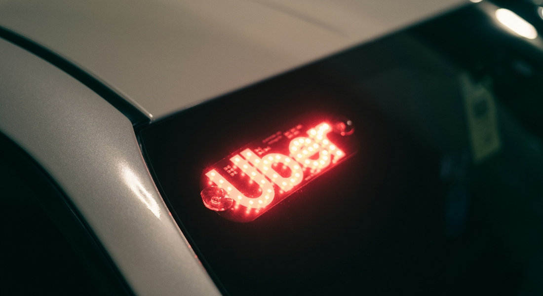 Tipping customs in Canada Uber display on a vehicle