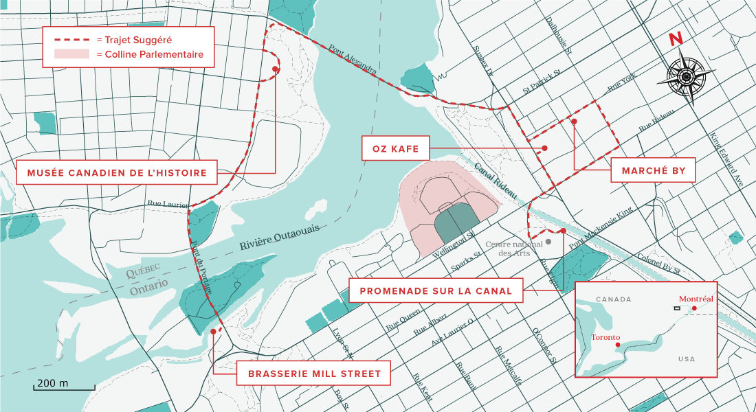 Carte de quoi visiter à Ottawa en 24 heures