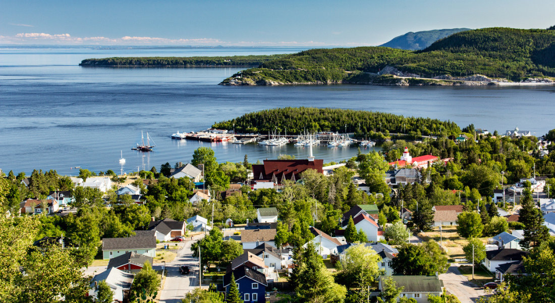 Village of Tadoussac aerial view of the village of Tadoussac