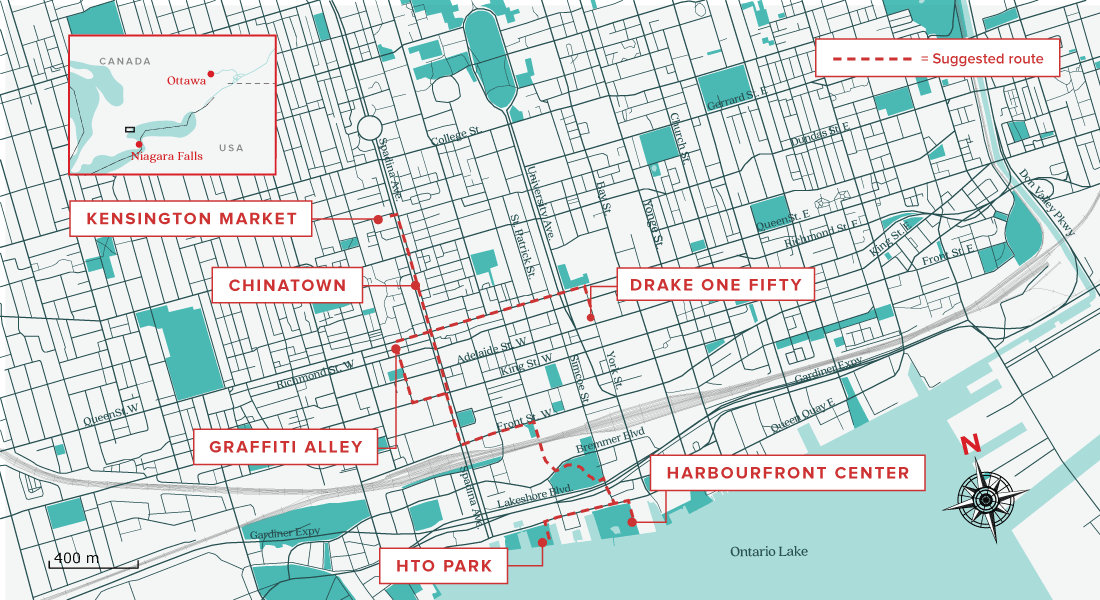 Visiter Toronto in 24 hours map
