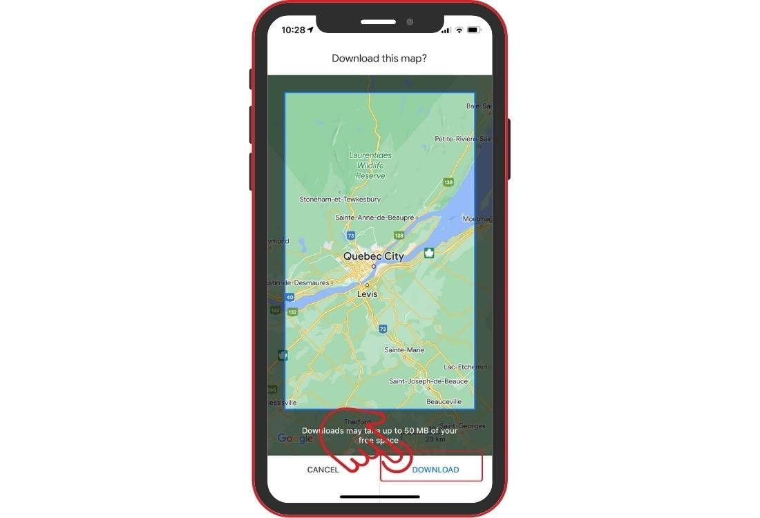Download maps from google maps on vacation