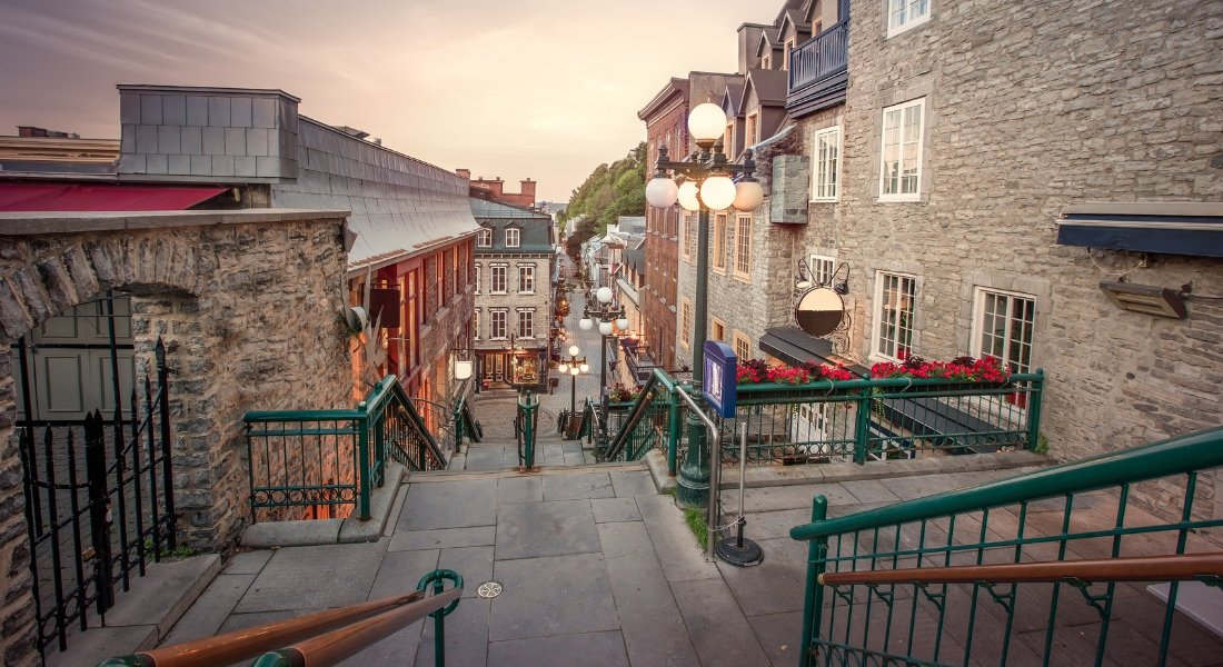 The stairs of Rue du Petit-Champlain Old Quebec History