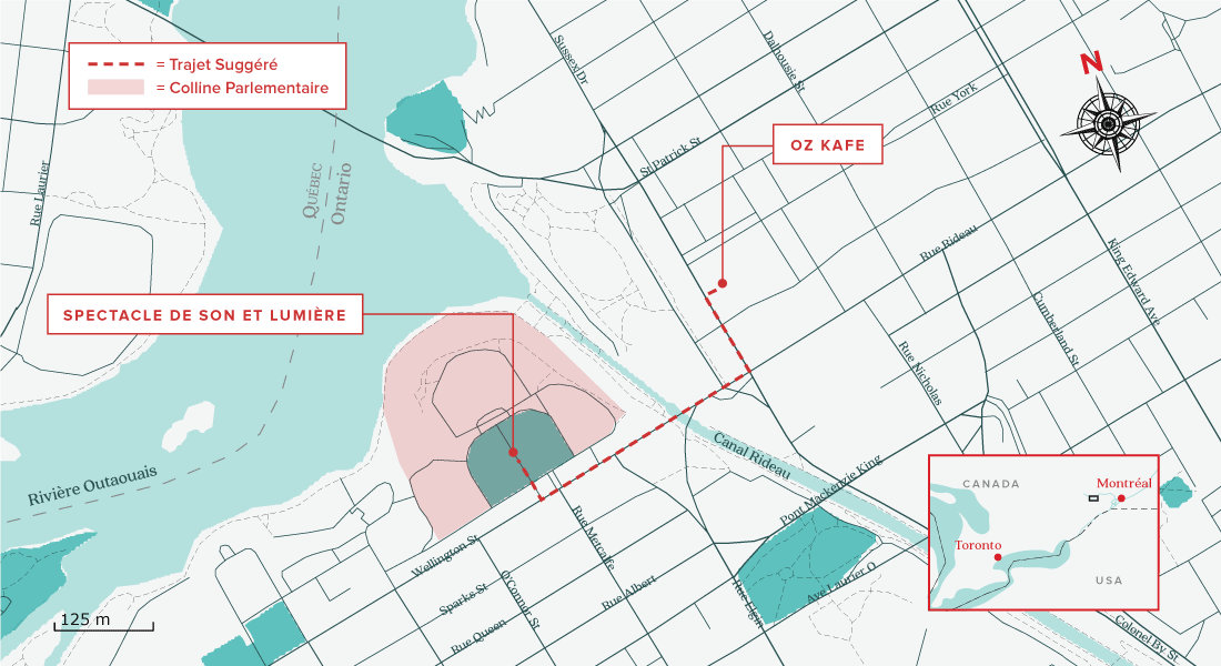 Carte de quoi visiter à Ottawa en 1 journée