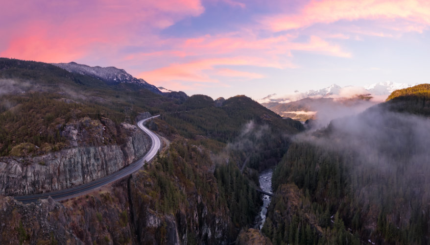 The Sea to Sky Highway between Whistler and Vancouver