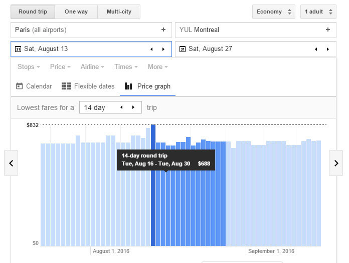 Comparateur de vol Google Flight