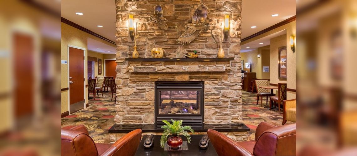 Lobby fireplace