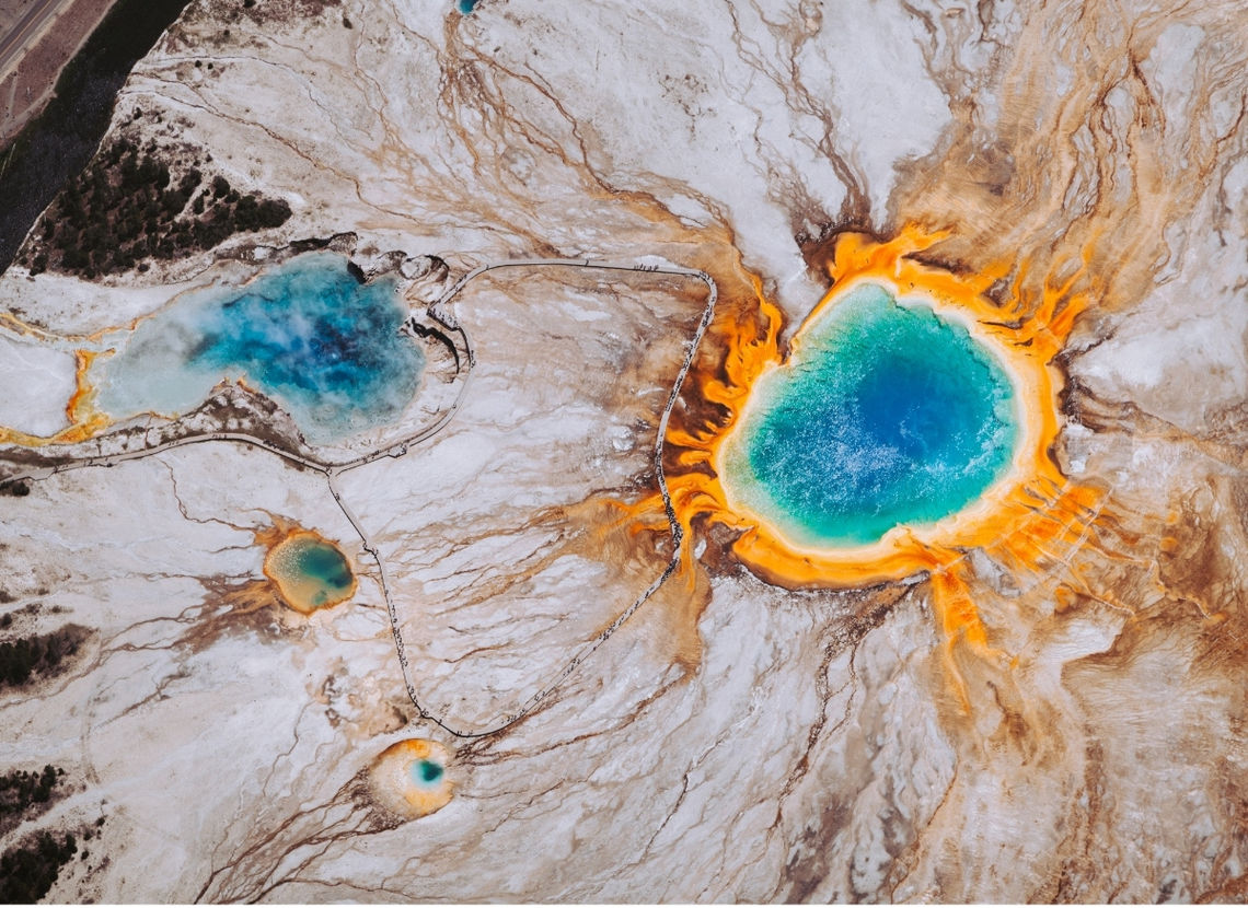 Multicolored hot spring at Yellowstone in the USA