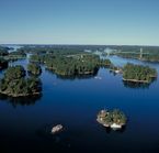 Aerial view of Thousand Islands, Ontario