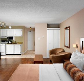 Room with kitchen