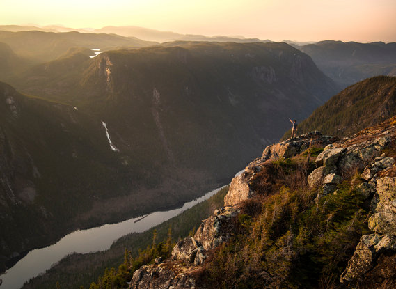 Hiking in Quebec at sunset