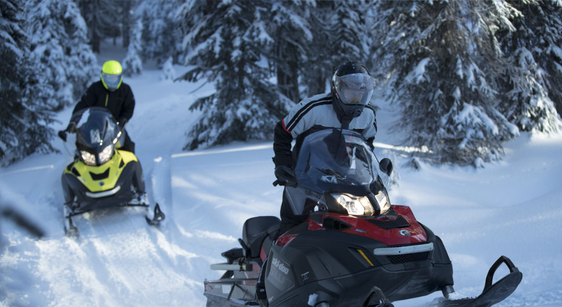 Snowmobiles in the Laurentian Mountains