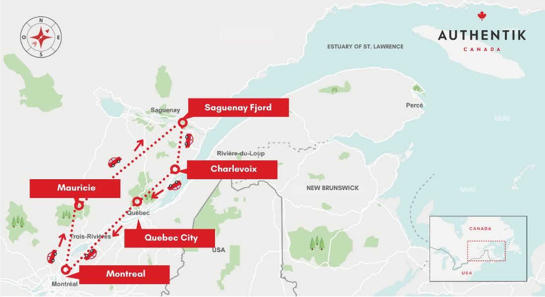 quebec road trip map