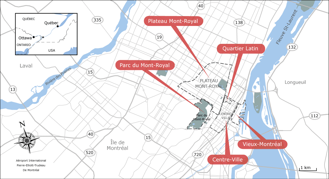 Carte touristique Montréal