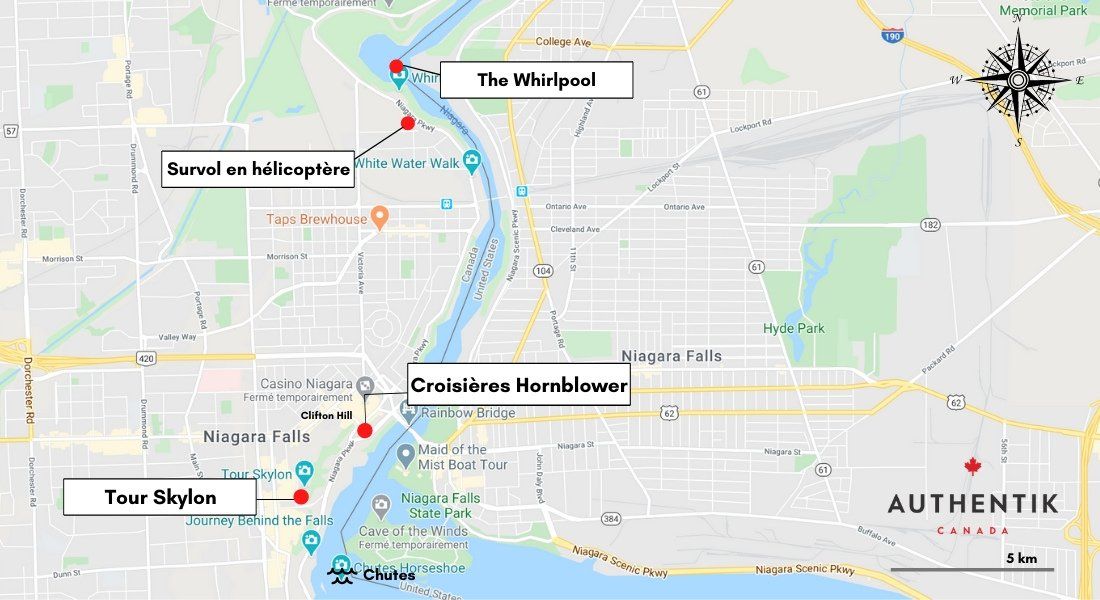 chutes du niagara carte Niagara falls carte activités