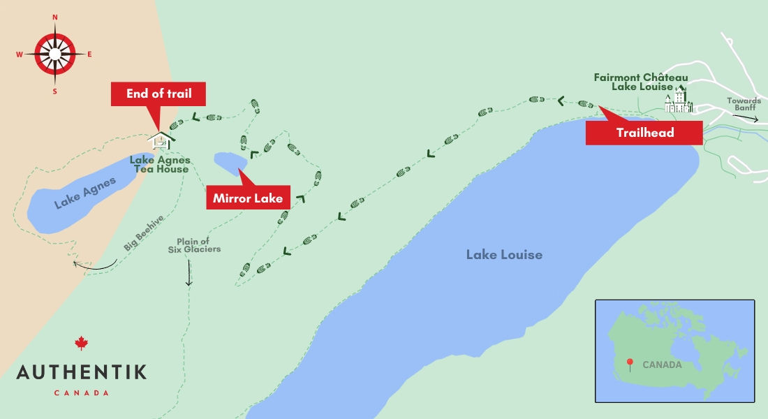 Lake Agnes banff trail map