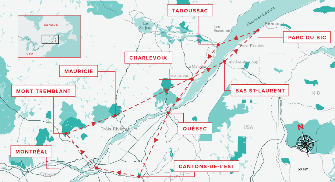 Carte de l'ultime road trip pour profiter de l'été indien