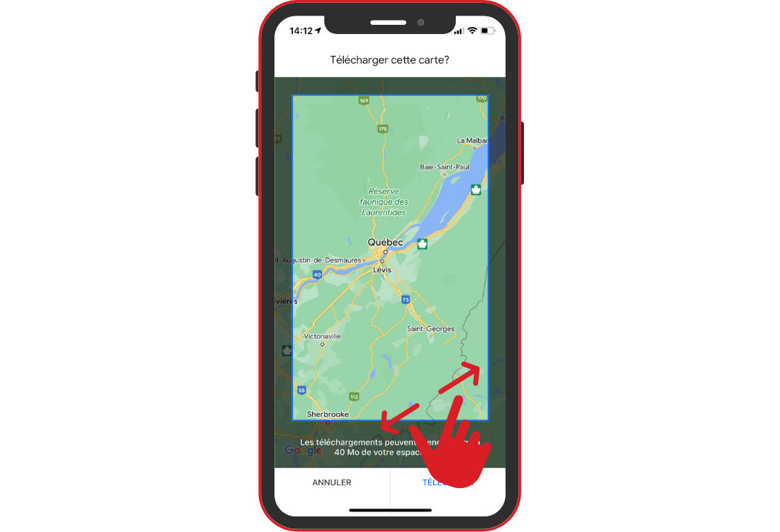 Google Maps hors connexion en voyage au Canada