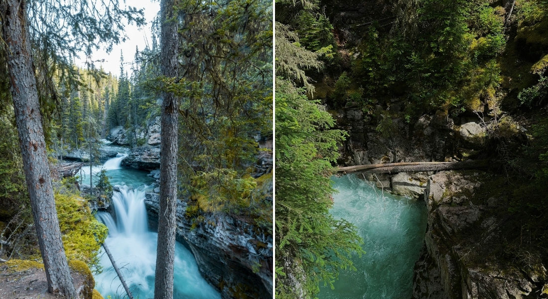 Différents points de vue de Johnston Canyon Excursion Ouest canadien