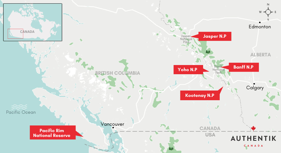 map parks western canada